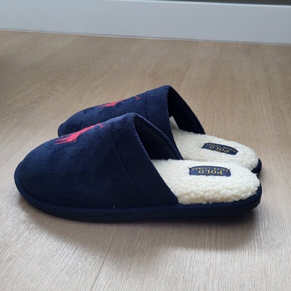 NWOT Polo Ralph Lauren Men's Navy Blue Klarence Slippers Size 7 - Picture 3 of 5